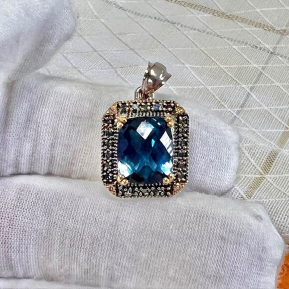 Ross-Simons London Blue Topaz Rectangular Pendant - Picture 1 of 16